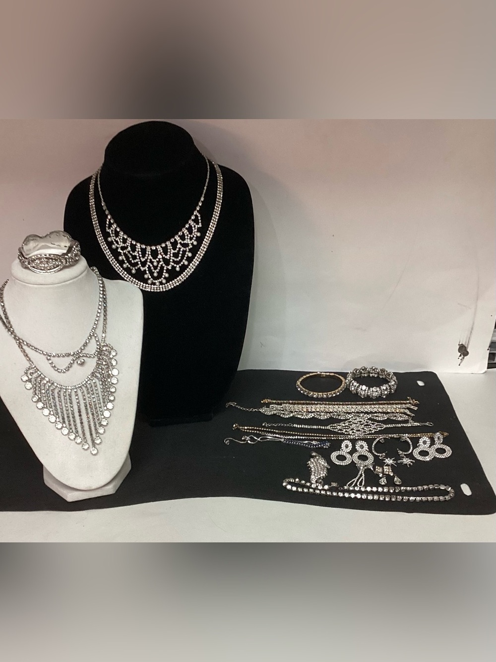 Vintage & New Bling Bling Rhinestone And Silvertone Jewelry Lot!